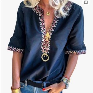 Casual tunic top with embroidery. Size xxl